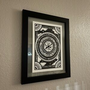 Framed black white art print golden compass alethiometer 13 x 16
